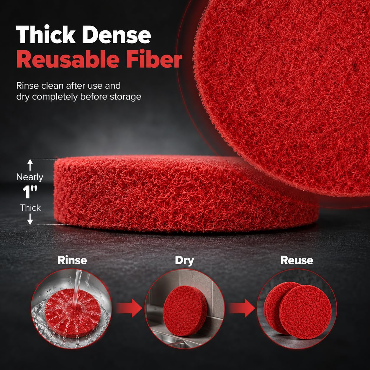 2-Pack 437.055 12-Inch Red Cleaning Pads Compatible with Oreck Orbiter | Fits Oreck Orbiter ORB550MC ORB300/400/550/600/700, tile concrete vinyl floors, routine cleaning buffing, 2 pack