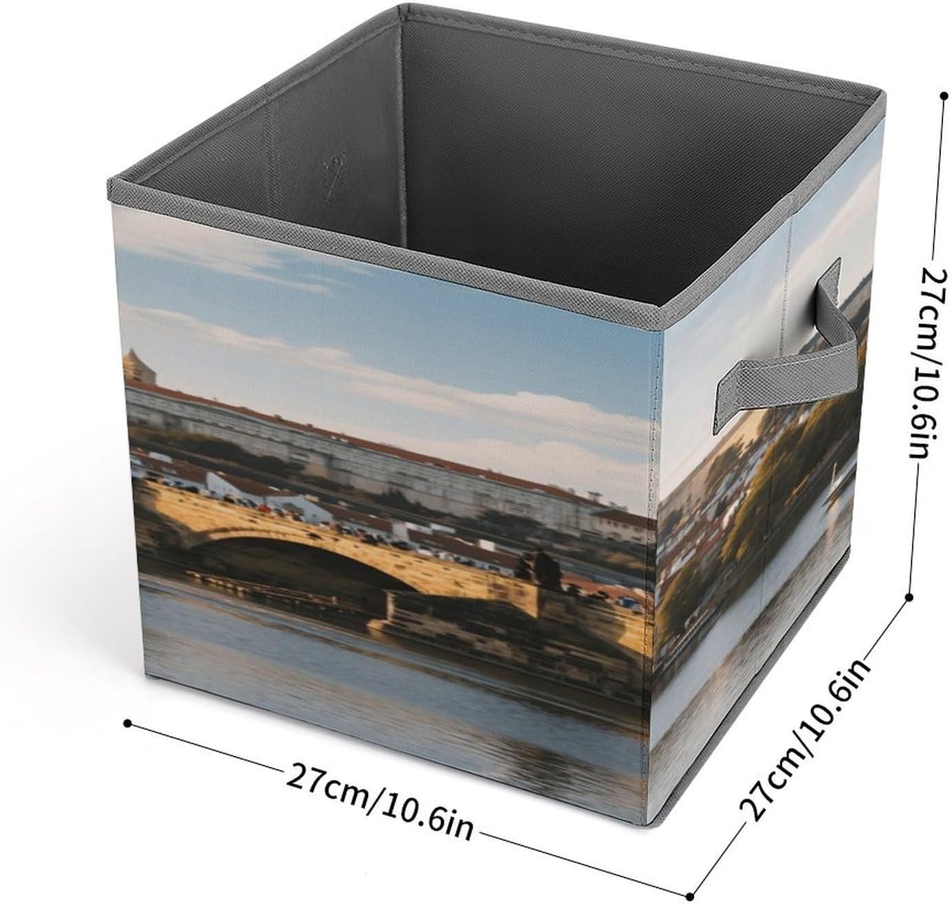 Prague Castle Fabric Bins Storage Basket Square Baskets | Storage Bin with Double Handles,Cube Collapsible Organizers for Organization,Closet,Shelves,Offices