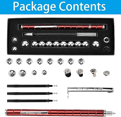 Miniatura 6 de Bolígrafo magnético de metal para ansiedad, juguete de descompresión para aliviar el estrés, construir varias formas, multifuncional, imán Rojo