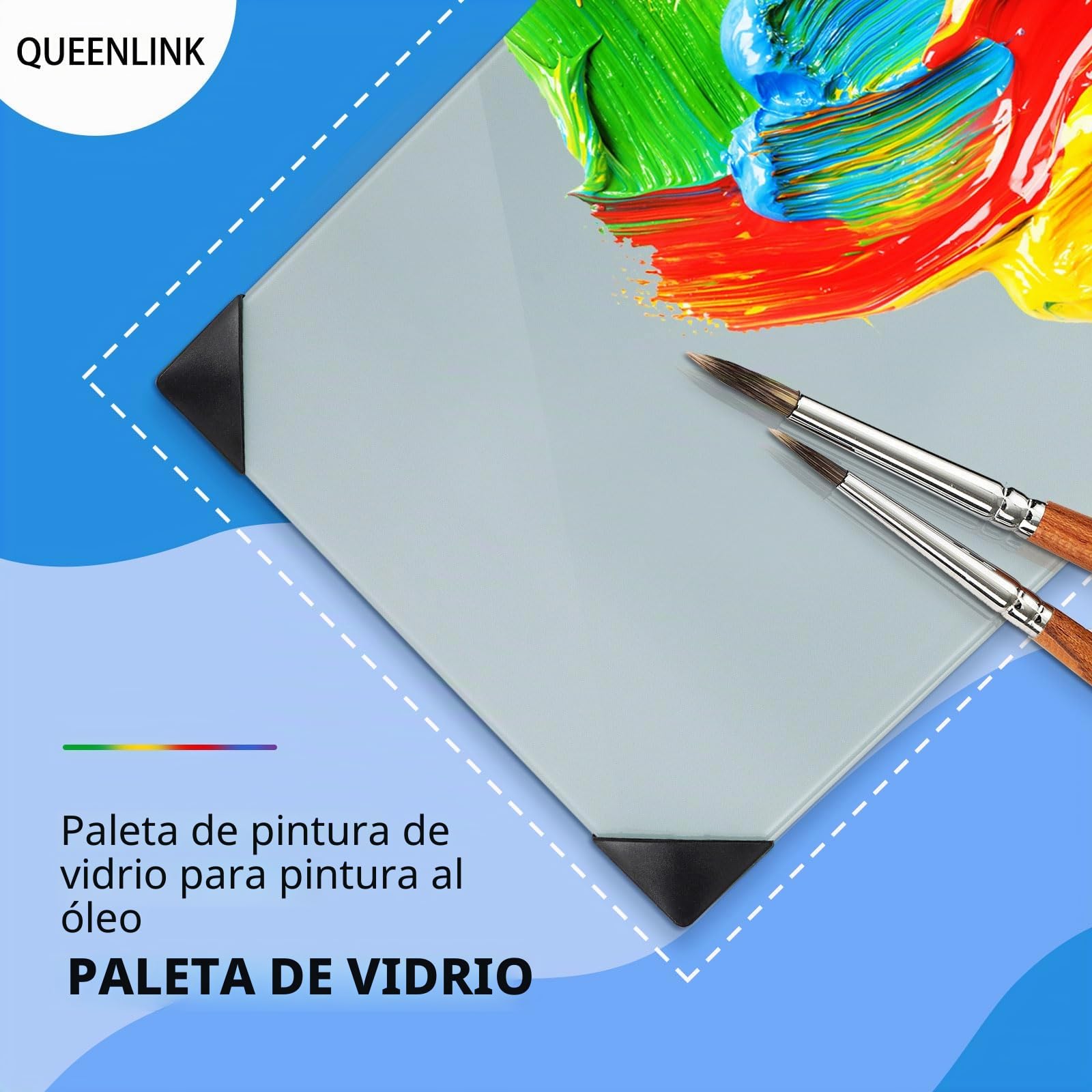 Paleta de cristal para pintura al óleo, 40,6 x 30,5 cm, gris, fácil de limpiar | Paleta de mezcla de pintura para acrílico, gouache, acuarela, tinta, suministros de pintura para artistas, adultos, 1 paquete