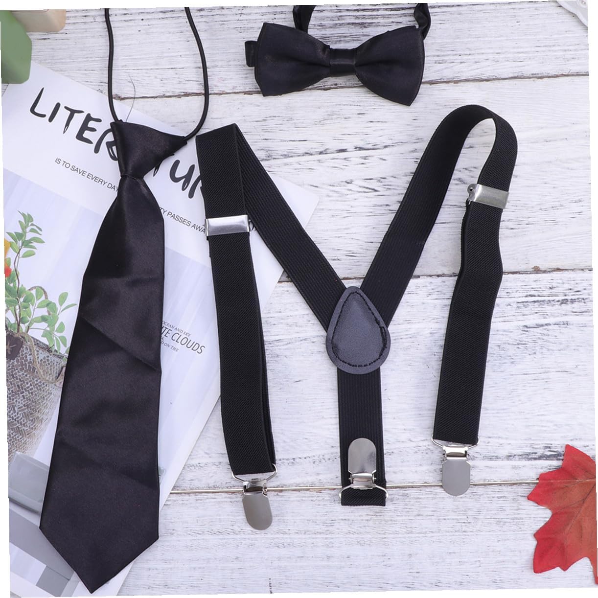 BESPORTBLE 3pcs Fashionable Elastic Bow Tie Set Tie Suspenders Boys Boys and Girls for Formal Casual