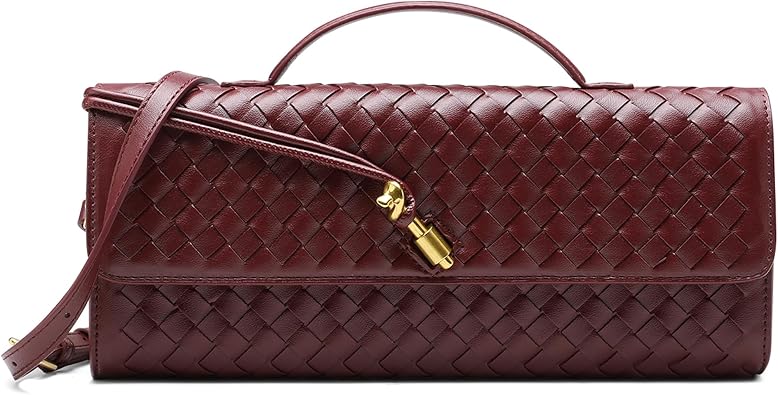 NEWBELLA Handwoven Womens Clutch Purse, Crossbody Bag with Adjustable Strap for Evening & Casual Use