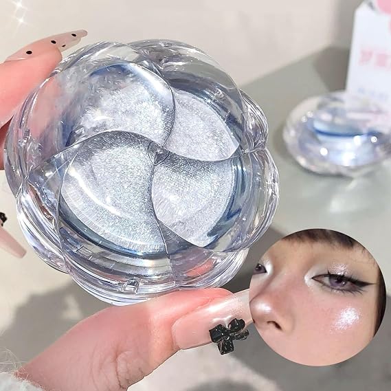Highlighter Powder Palette, Glitters Eyeshadow, Highlight Eye Makeup for Cheek Inner Corner Eye Glitters Diamonds Sparkly Highlighters Makeup