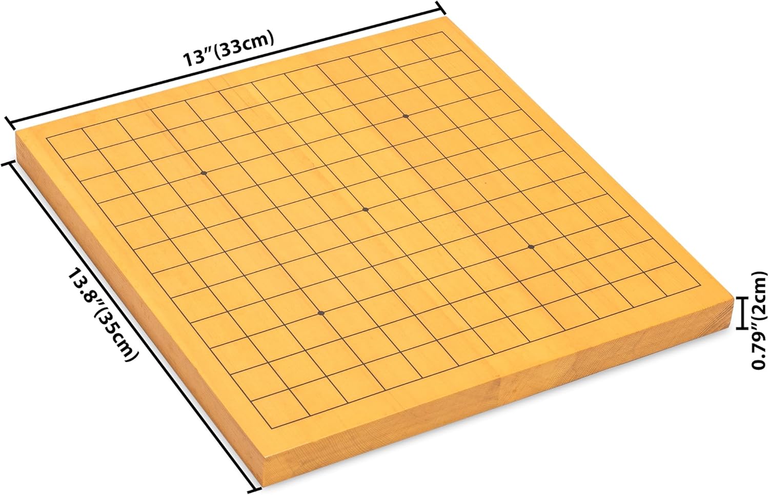 Yellow Mountain Imports Shin Kaya Beginner's Reversible 13x13 / 9x9 Go Game Set Board (0.8-inch) with Double Convex Melamine Stones - Classic Strategy Board Game (Baduk/Weiqi)