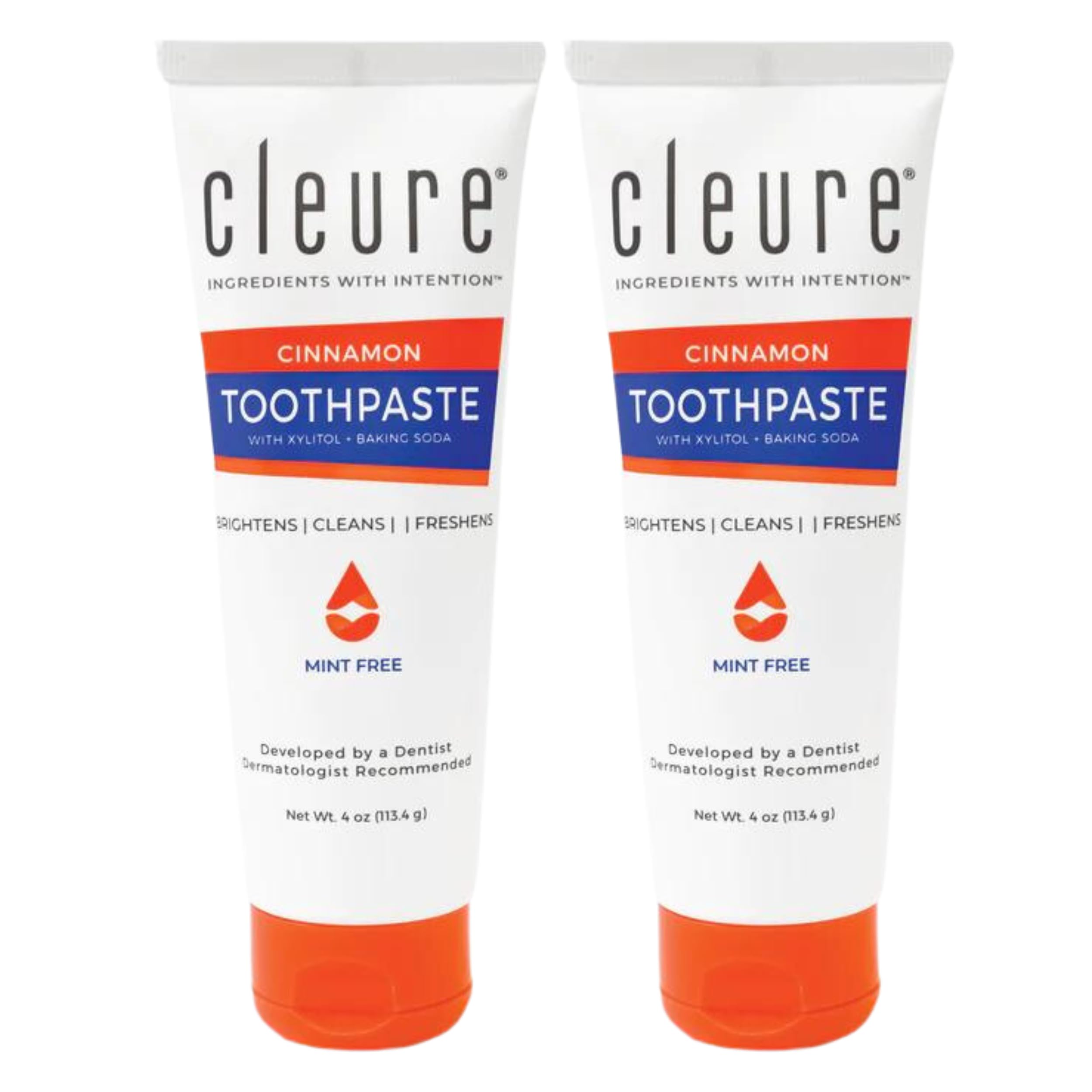Cleure Cinnamon No Fluoride Toothpaste - SLS Free Mint Free - with Xylitol for Fresh Breath Helps Whiten