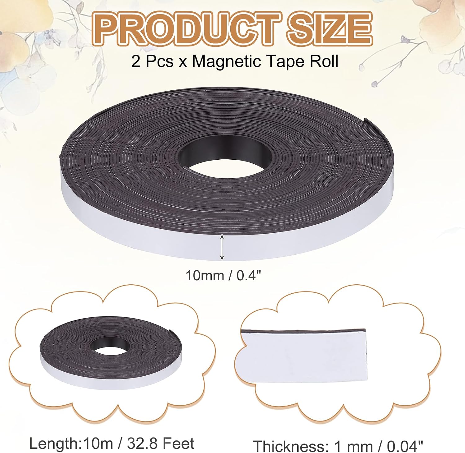 PATIKIL Magnetic Strip Roll, 2Roll 32.8ft x 0.4" Fridge Magnets Tape Flexible Writable Dry Erase Refrigerator Magnet Sticker Label with Adhesive Back Sheet for DIY Craft Whiteboard, White