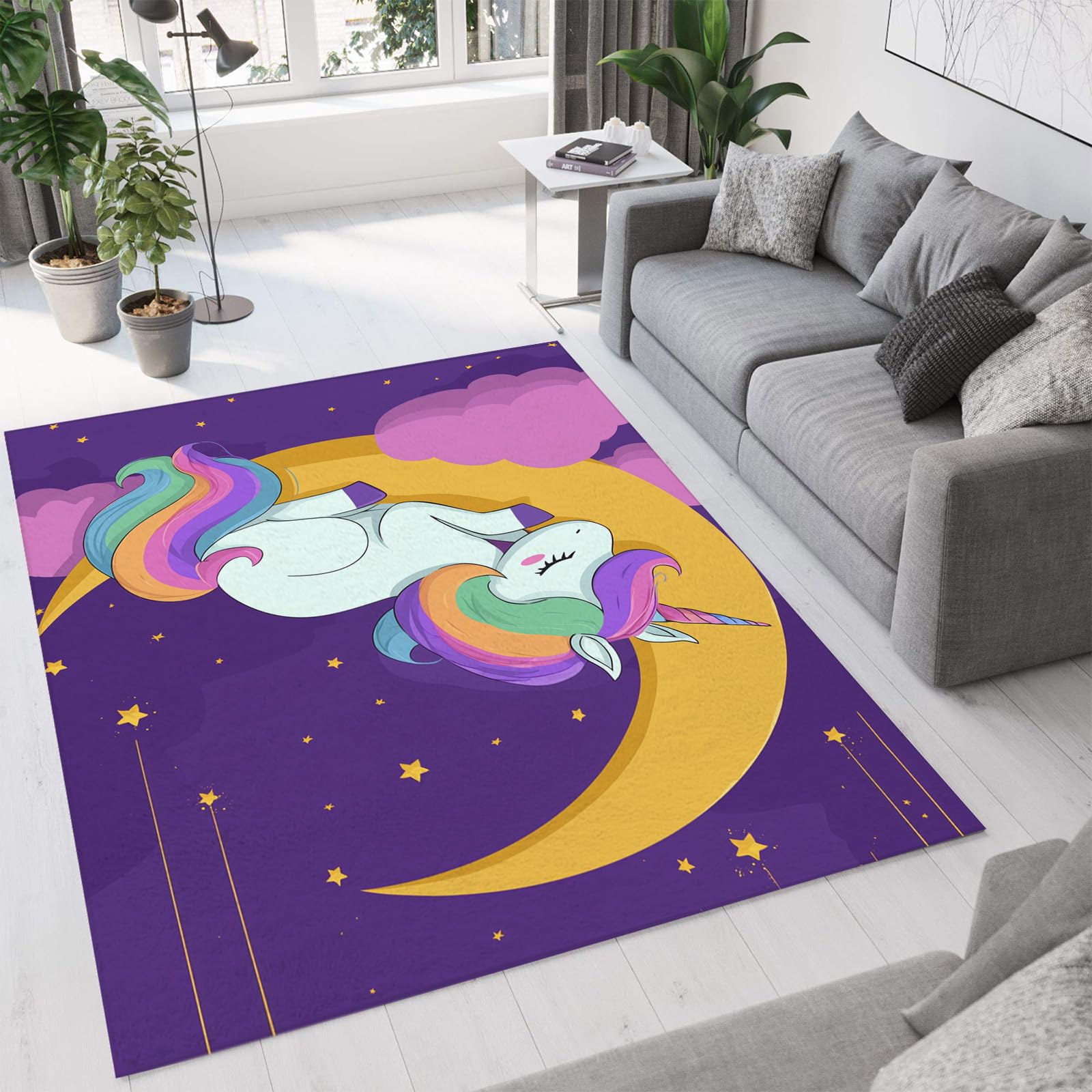 Tapis licorne lavable pour sécuriser les jeux des enfants au salon