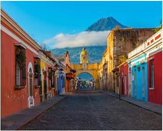 16x20" Cityscape of Antigua City Guatemala Paint by Numbers Kits for Adults Kids DIY Wall Art Picture Framed Canvas Oil Painting Set Digital Paintworks for Beginners