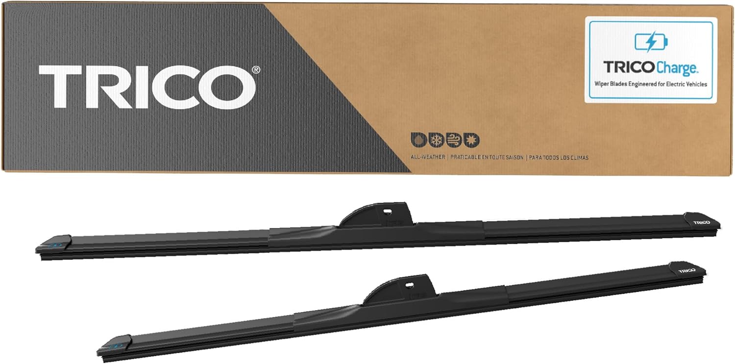 trico charge 26" + 19" super premium ev automotive replacement windshield wiper blades for electric car (set of 2), all-weather beam wiper blades for select tesla vehicle models charge ev