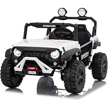 Powerful 24V Ride on Car for Kids, Ride on Truck with Remote Control - 4WD Electric Car, 2 Seater UTV, Spring Suspension, Front & Behind LED Lights, Dual Storage, 3 Speeds, Music,
