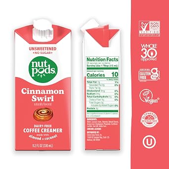 nutpods Cinnamon Swirl Unsweetened Non Dairy Coffee Creamer, 3-Pack