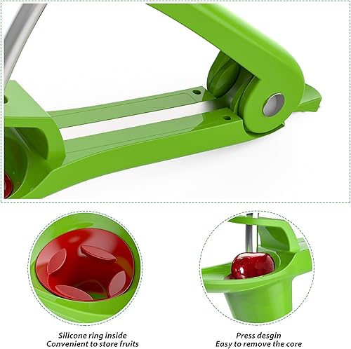 Miniatura 4 de Ordekcity Herramienta para picar cerezas, herramienta para descorazonar cerezas de acero inoxidable, removedor de pozos de frutas para mermelada de