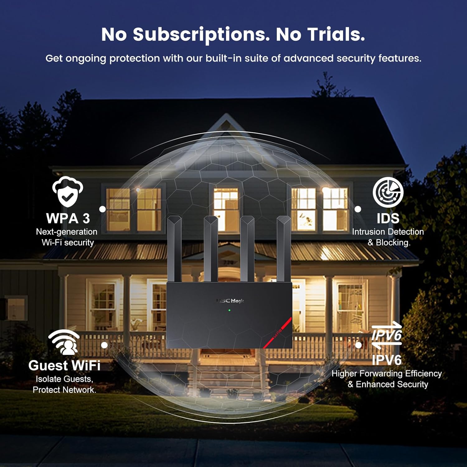 H3C AX3000 WiFi 6 Router for Wireless Internet(NX30), Gigabit WiFi Routers for Home,Internet High Speed Computer WiFi Router for Long Range,Subscription-Free,Parental Controls,Up to 200+ Devices