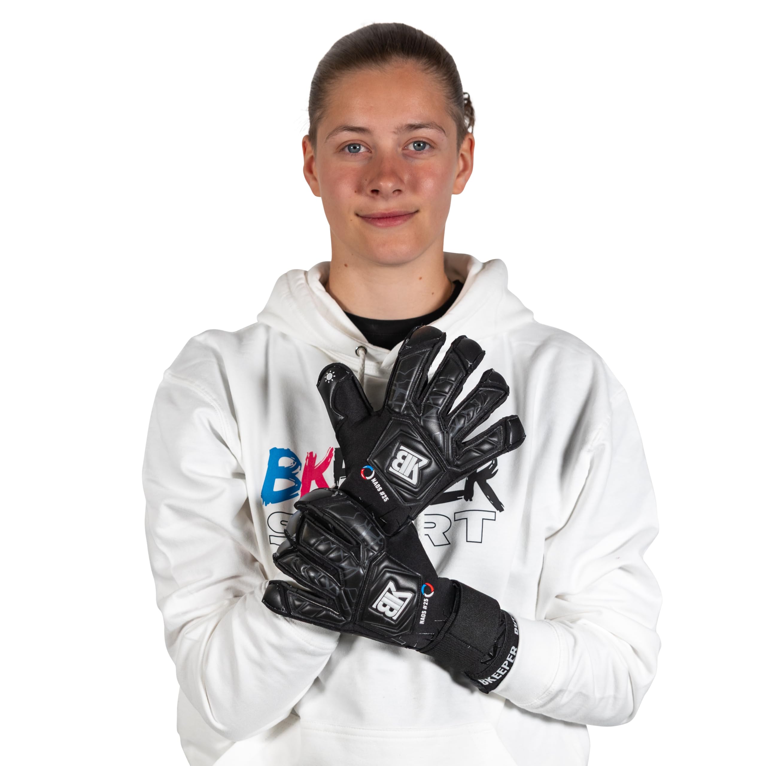 Gants de Gardien NAOS #25, Noir, Coupe Hybride, pour Adultes, Mousse Contact