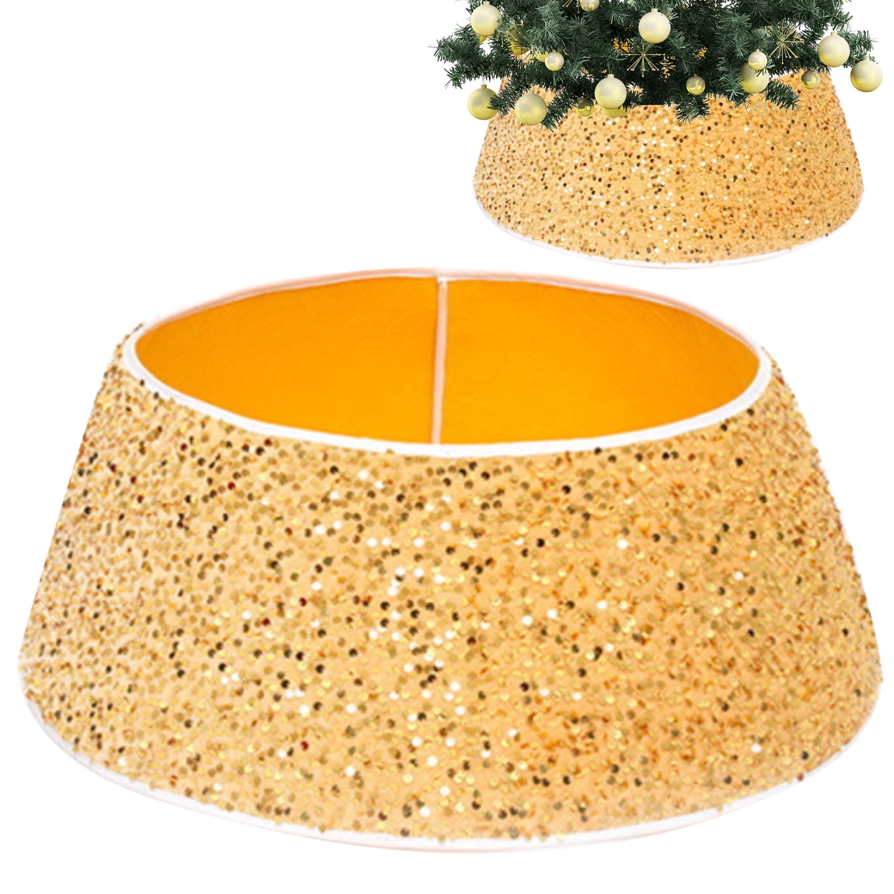 Falda de árbol tipo collar plegable de 24 pulgadas para ocultar cables y soportes de abeto
