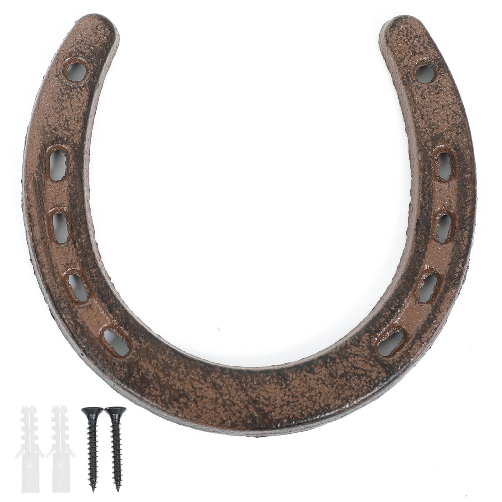 Parceria Cast Iron Horseshoe Wall Decor, Rustic Antique Metal Medium Horseshoe Cast Iron Wall Art, Lucky Horseshoe Decoration 5 Holes On Each Side for Wall Hung