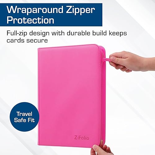 Miniatura 5 de BCW Z-Folio - Álbum LX de 9 bolsillos - Rosa  Organizador de tarjetas con cremallera segura  Carpeta de colección de tarjetas de cuero sintético