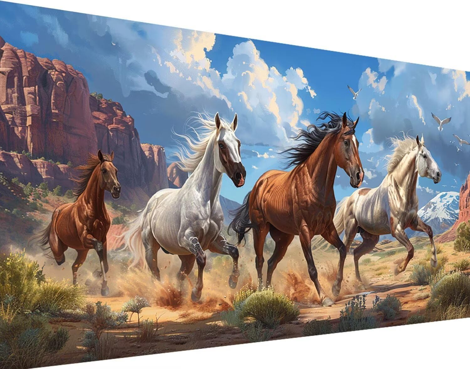 Horse Diamond Art Paintng Kits for Adults, DIY 5D Animal Diamond Painting Kits for Adults, Gem Art Embroidery Crafts for Adults Kits Round Full Drill Diamond Dots for Wall Art Room Decor Gifts 20x40in