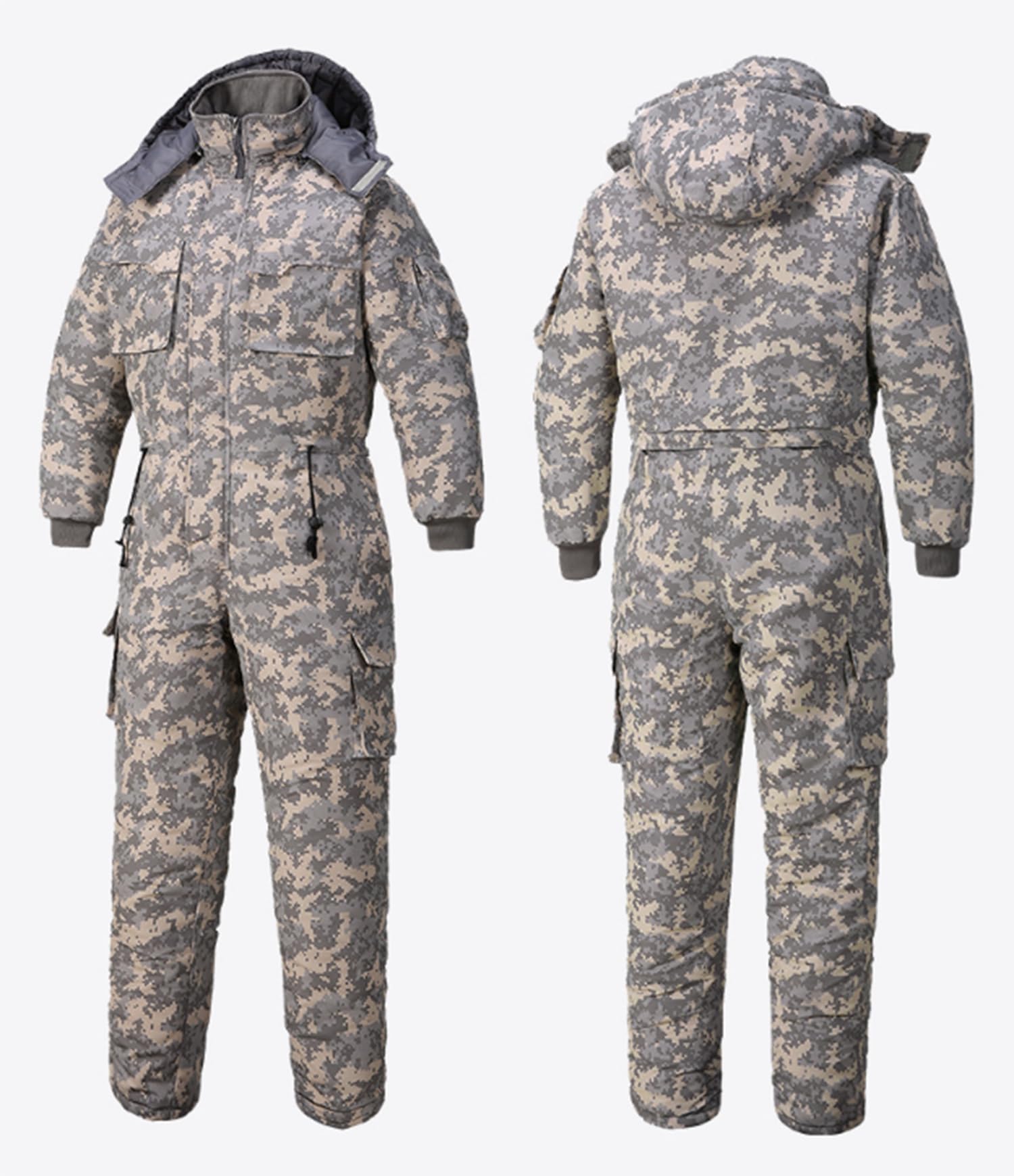 Hombres Traje térmico Mono Impermeable Mono Bolsillos cálidos Invierno Grueso Overol para Almacenamiento en frío Almacén Exterior Gasolinera