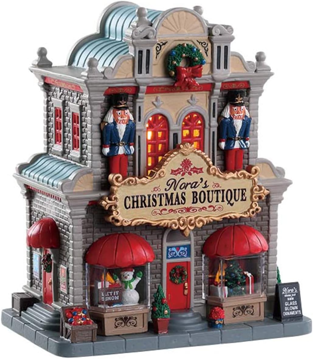 Village Collection 85344 Caddington Nora’s Christmas Boutique Lighted Building, 8.39-inches x 7.17-inches x 4.80-inches