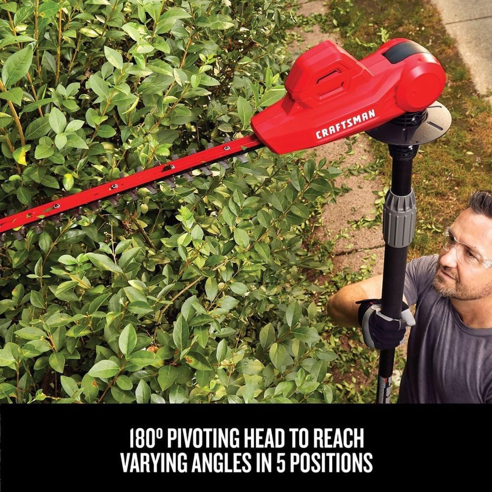 CRAFTSMAN CMCPHT818D1R V20 Lithium-Ion 18 in. Cordless Pole Hedge Trimmer Kit (2 Ah) (Renewed)