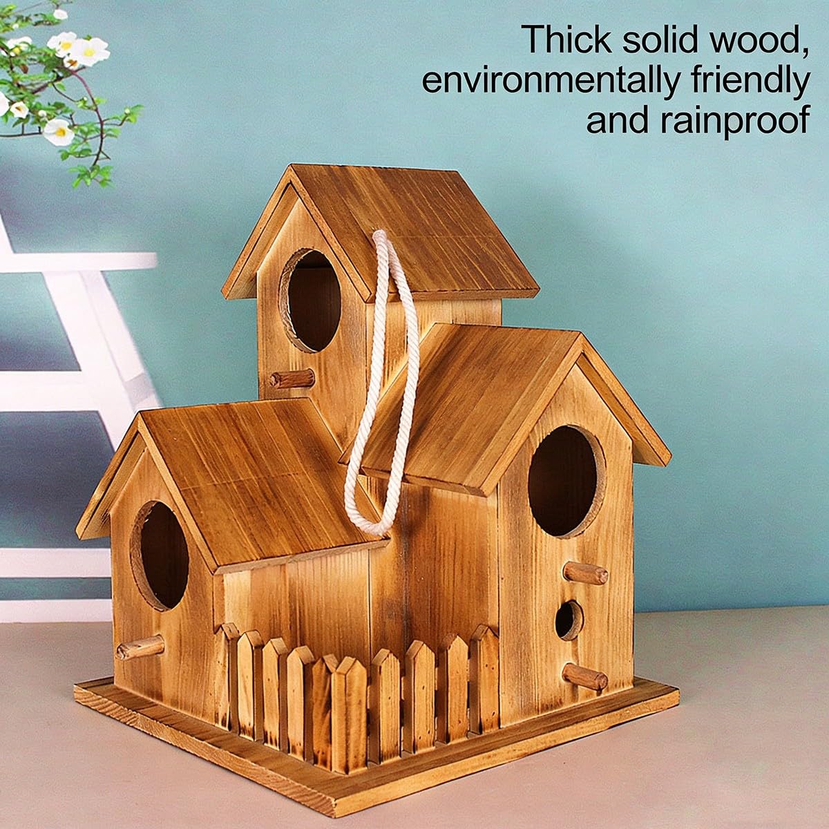 Casetta per Uccelli Giardino Casetta in Legno Impermeabile Facile Installazione Adatta Pettirossi Passeri Uso Anno Intero Protegge Nidi Pioggia Calore Pannello Rimovibile Ispessito