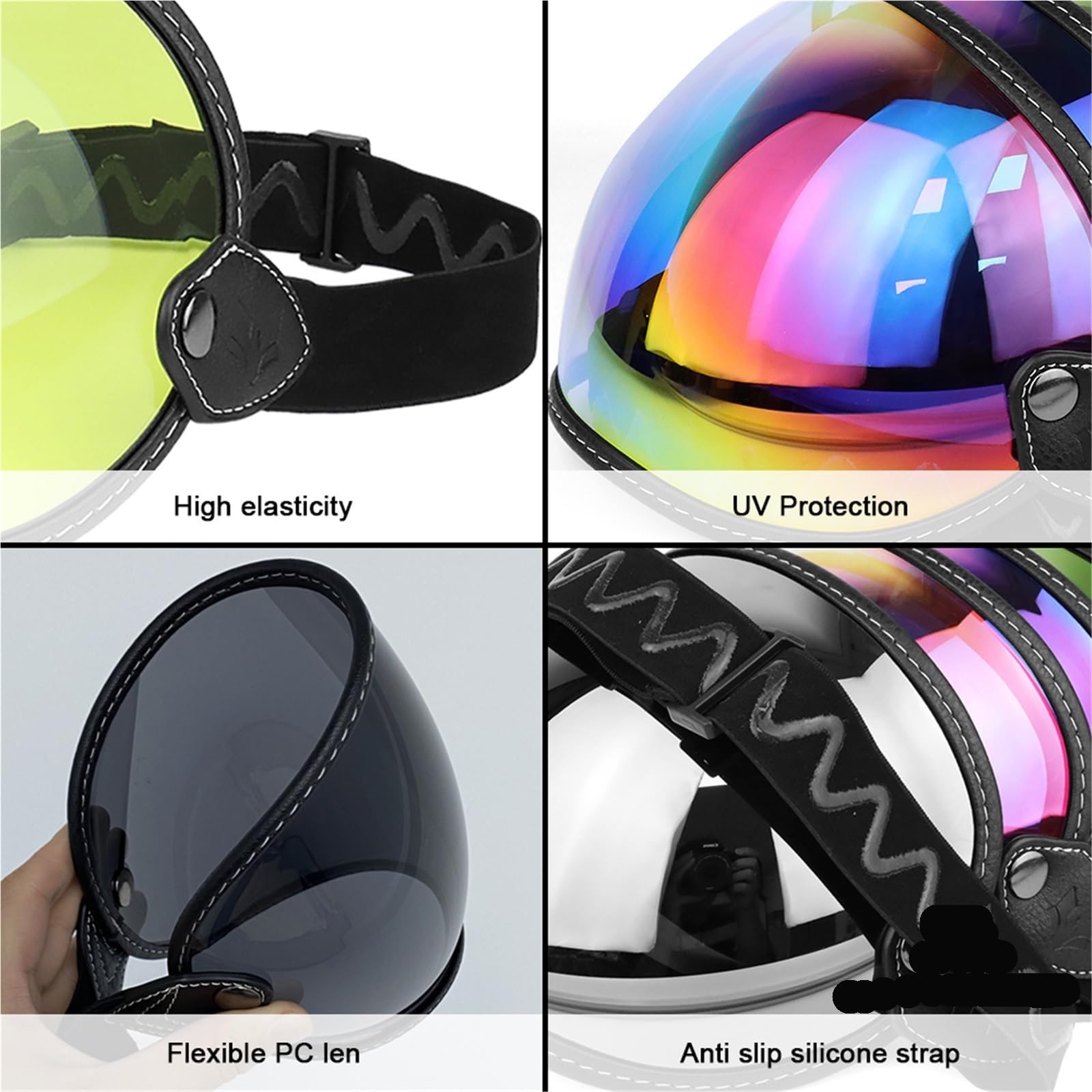 Visera para casco de moto Visera de burbuja con lente abatible, máscara protectora for casco motocicleta retro, equipo for lentes(Color 2)