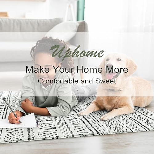 Miniatura 4 de Uphome Alfombra pequeña geométrica bohemia de 2 x 3 pulgadas, suave, antideslizante, lavable, alfombra moderna marroquí para baño, alfombra rústica