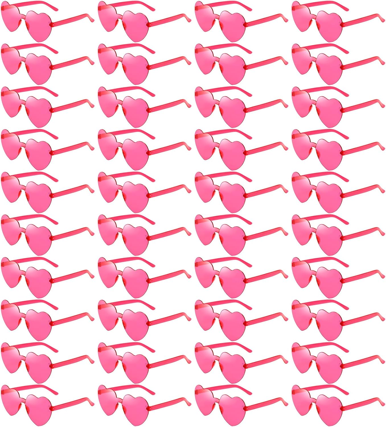 Pibupibu Wholesale 40 Pack Rimless Heart Shaped Sunglasses Bulk Adults Unisex, Fun Colorful Heart Glasses Party Favors