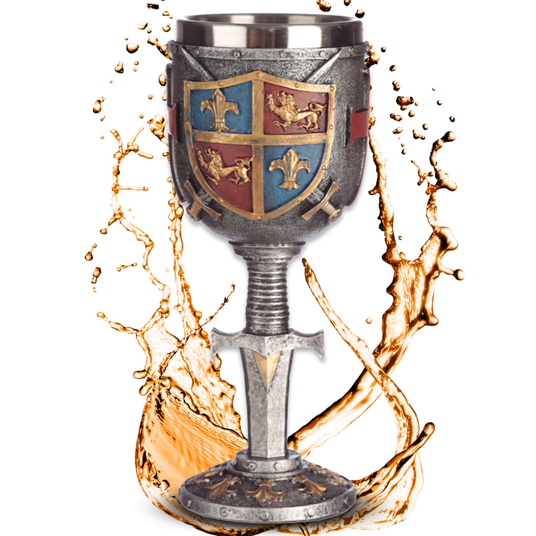 Mittelalter Kelch 'Schwert & Schild' - Dekorationsbecher 160ml Fantasy Deko 19cm