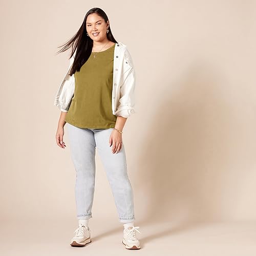 Vista 446 de Yaxa Essentials Women's Regular-Fit Short-Sleeve Crewneck T-Shirt