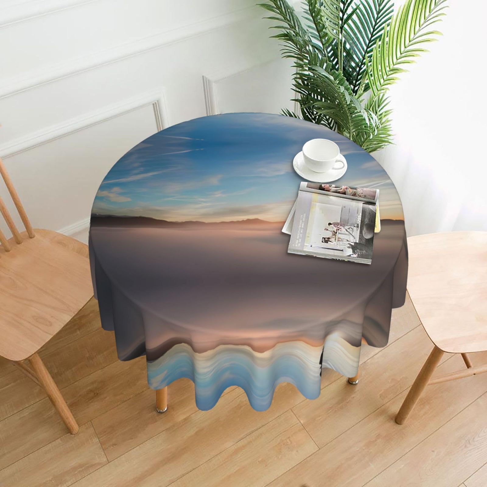 WHJSSF eagle mountains Prints Round Decorative Tablecloth 60in - Elevate Your Dining Experience with a Stylish & Protective Table Throw