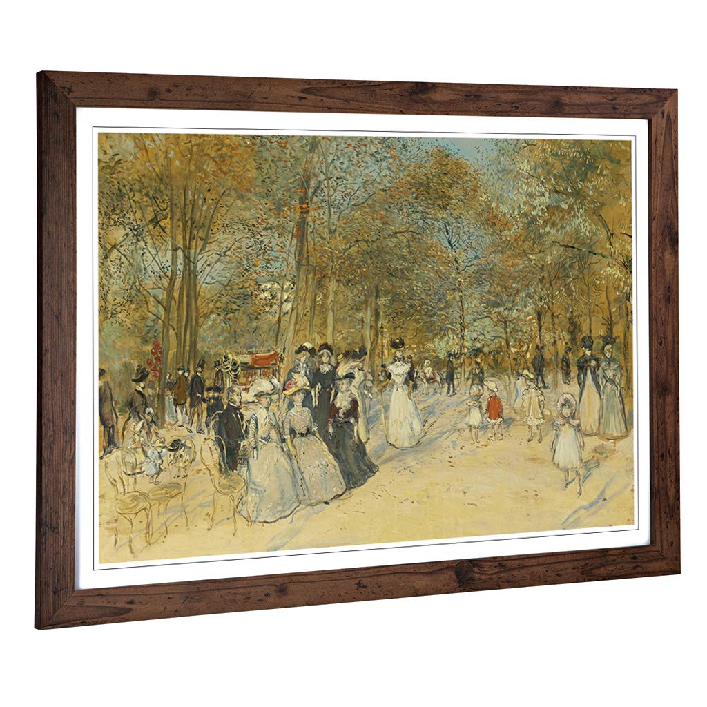 Big Box Art Framed Print of Jean-Francois Raffaelli Landscape with People (2) Design | Wall Art Picture| Home Decor for Kitchen, Living Room, Bedroom, Hallway, Walnut, A2 / 24.5x18 Inch / 62x45cm