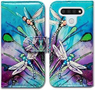 Bcov LG Stylo 6 Case, Cute Dragonfly Leather Flip Wallet Case Cover with Card Slot Holder Kickstand for LG Stylo 6