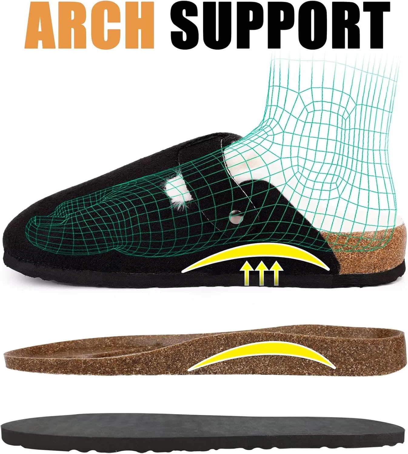 MAIITRIP Women's Wide Orthotics Cork Clogs Slippers With Arch Support For Plantar Fasciitis,Fur Lined Orthopedic Indoor/Oudoor House Shoes With Adjustable Buckle For Flat Feet - Image 5