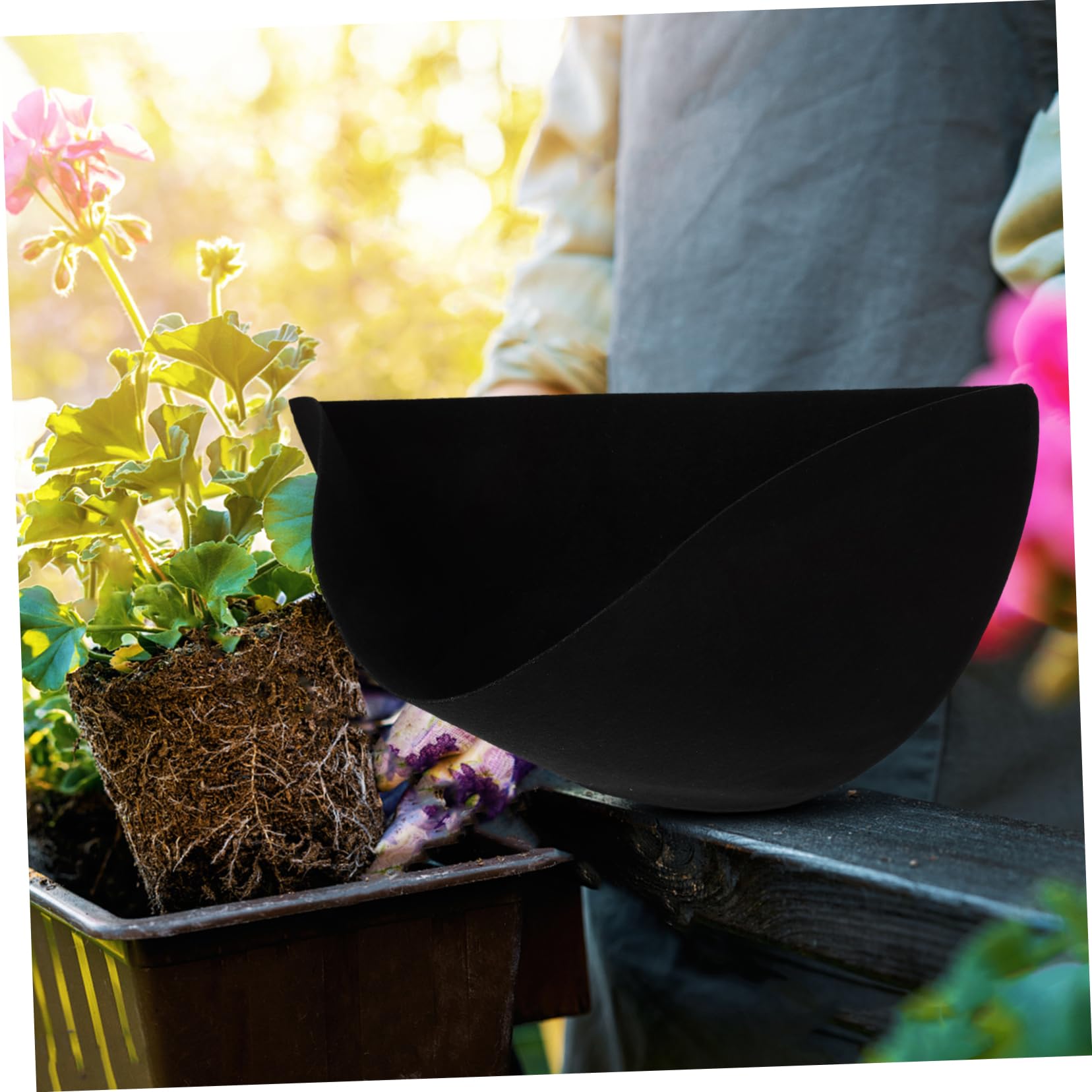 Sosoport Hanging Planter Fiber Insert 3 Pack Fabric Flower Pot Liners Liner for Plant Pots Garden Wall Planter