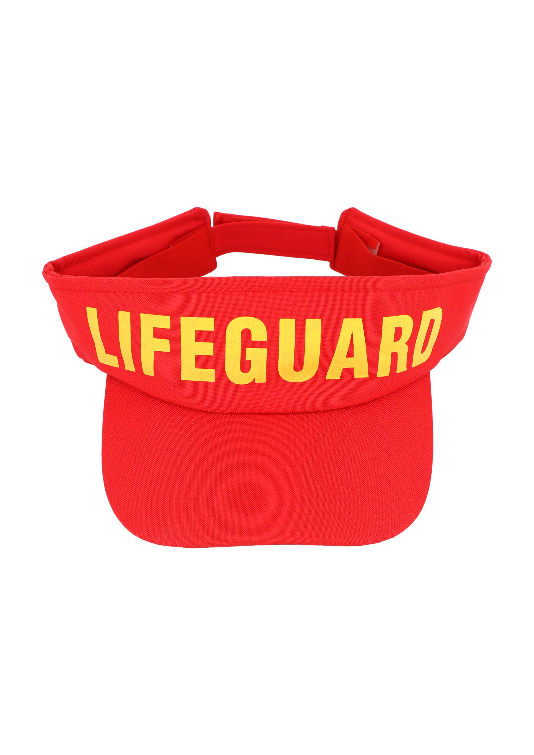 HENBRANDT 3 x Adult Red Lifeguard Visor with Adjustable Fastening Breathable Hat Summer Fun Beach Party Visor Life Guard Costume Accessory Unisex Fancy Dress Accessories for Men and Women
