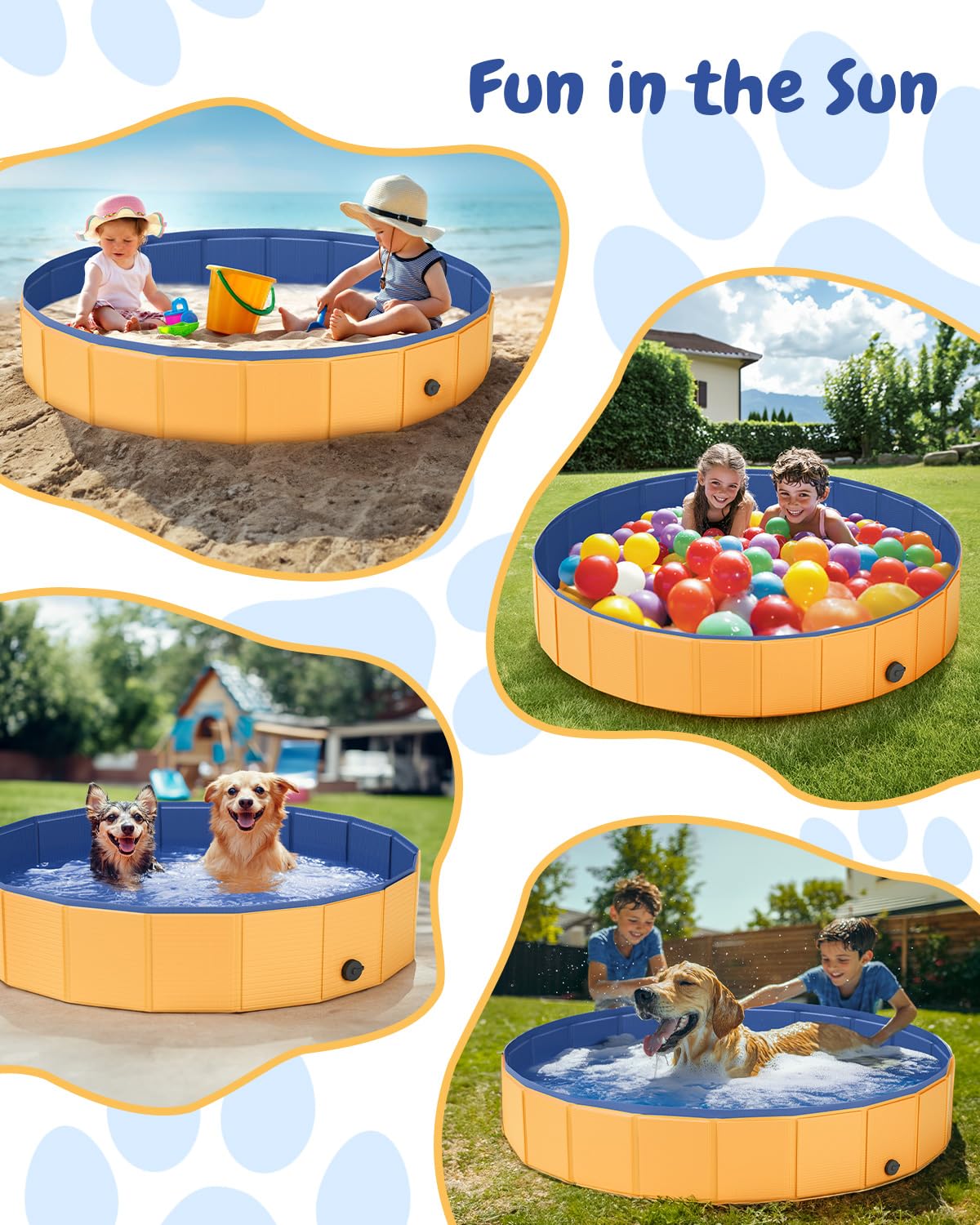 Piscina pieghevole per cani, piscina per animali domestici da 101,6 cm, vasca da bagno per animali domestici, vasca da bagno per cani, fodera protettiva, piscina pieghevole in PVC per cani, gatti
