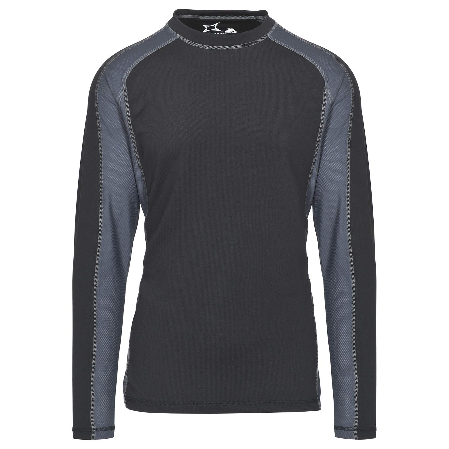 Trespass Explore, Black X, XS, Quick Dry Longsleeved Stretch Baselayer Top for Men, X-Small, Black