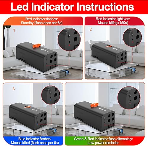Miniatura 6 de Trampas para ratones para interiores para el hogar, trampa eléctrica reutilizable para ratas con diseño antiescape mejorado, mata instantáneamente
