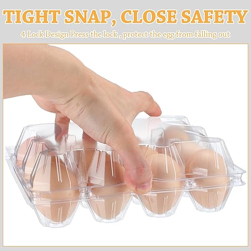 Miniatura 3 de Tanlade 100 cajas de plástico para huevos, 12 rejillas transparentes, bandeja de huevos de gallina, contenedor vacío para refrigerador de granja,