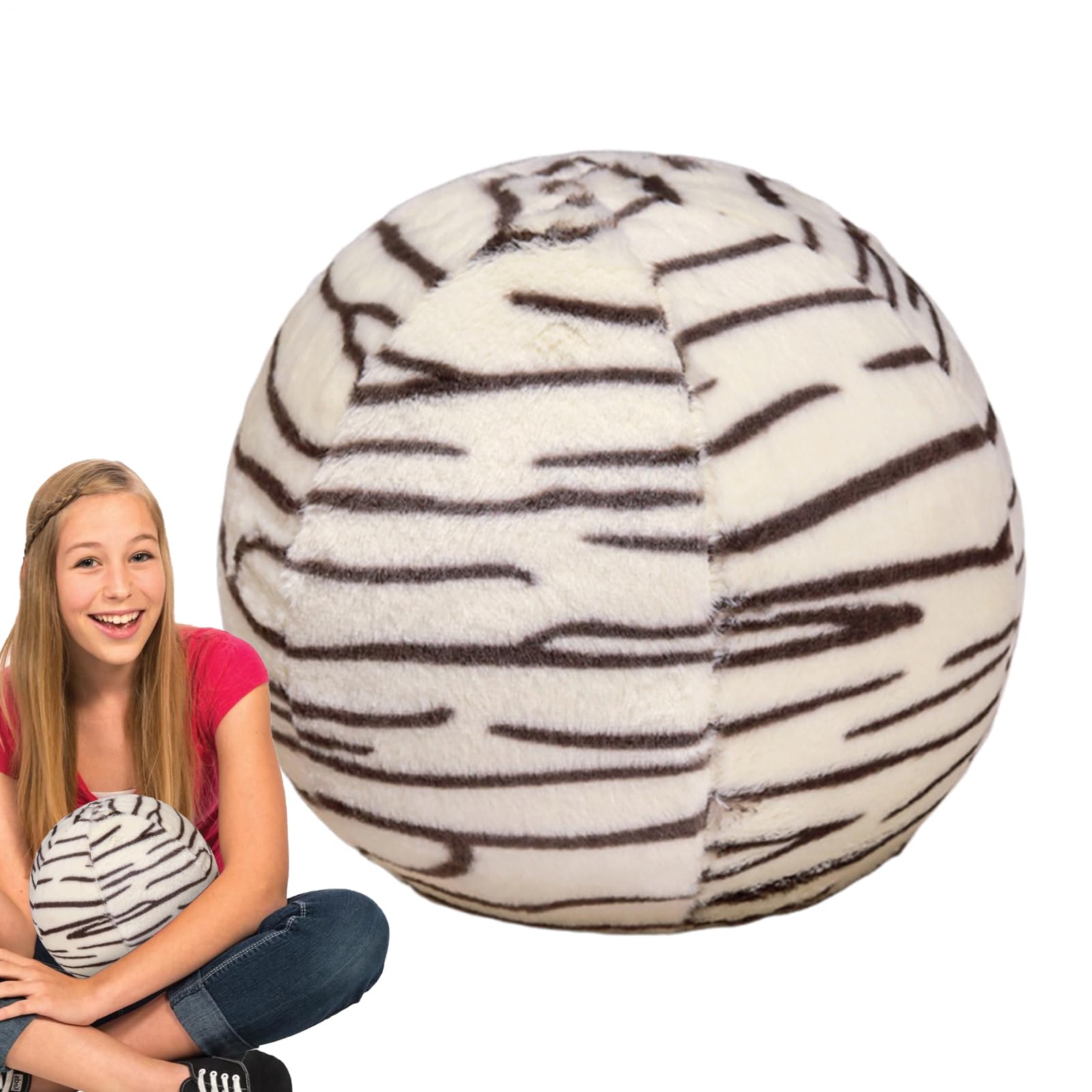 Oreiller rond en peluche bouclette de 30 cm avec rembourrage