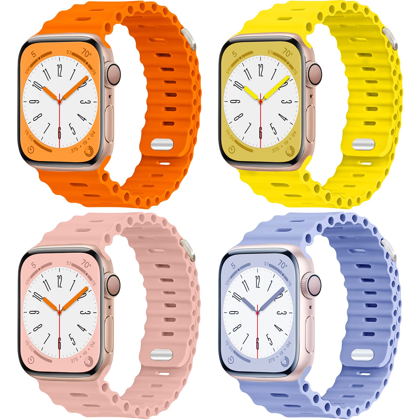 Compatible With Apple Watch Ultra Band, Ocean Band for Apple Watch Band 49mm 45mm 44mm 42mm, Adjustable Soft Silicone Sport Band Women Men for iWatch Band Series 8 7 6 5 4 3 2 1 SE