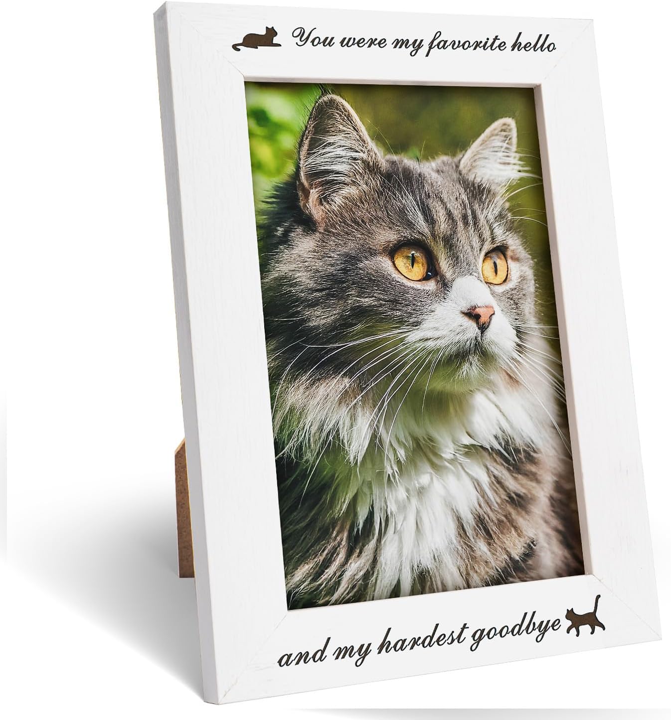Cat Memorial Picture Frame, Cat Memorial Gifts, Cats Photo Frames, Cats Loss Sympathy Gift, Pet Frames for Loss of Meow Sentiment Tabletop, Meow Remembrance Gift For Pet Lover-4x6 Vertical Frame