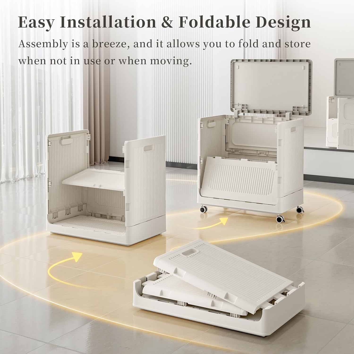 Rolling Laundry Hamper with Lid, 130L Large Capacity Clothes Hampers for Laundry, Plastic Collapsible Laundry Baskets with Wheels and Lid, Install-Free & Easy to Transport to Laundry Room