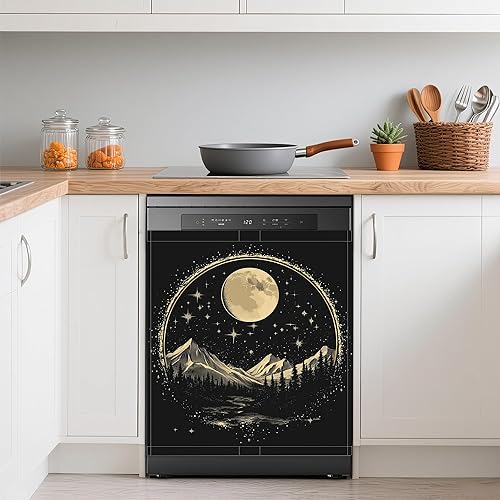 Miniatura 20 de Cubierta decorativa de imanes para lavavajillas de los años 70, diseño floral retro, impermeable, magnético, para lavavajillas, cubierta magnética