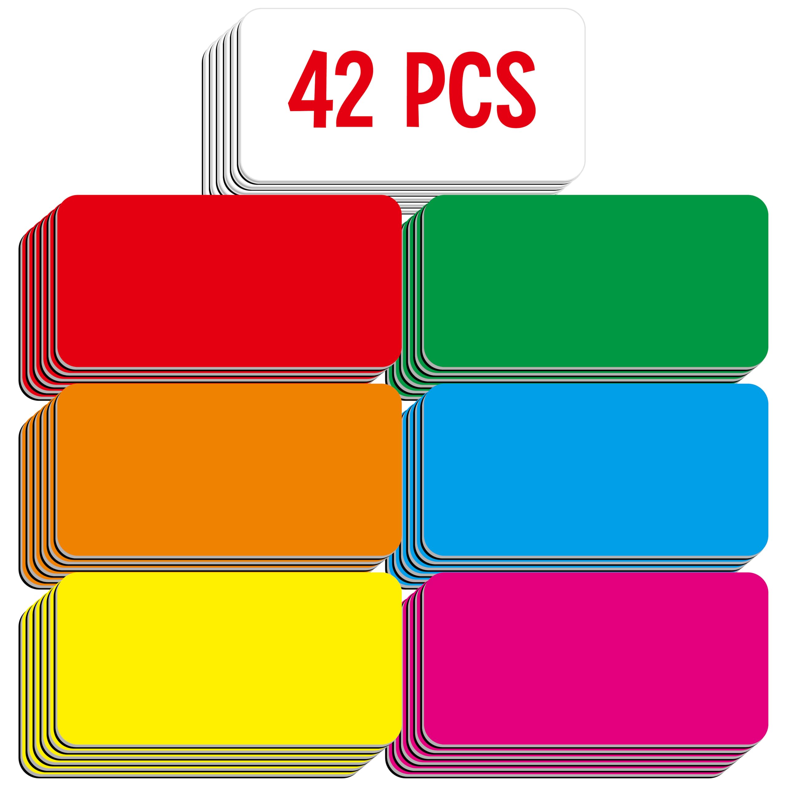 42 PCS Magnetic Name Tag Labels, 7 Colors Dry Erase Reusable Name Stickers for Whiteboard, Locker, Fridge, Metal Surfaces, School Office Home (Each Measures 2" x 4") โ image 1