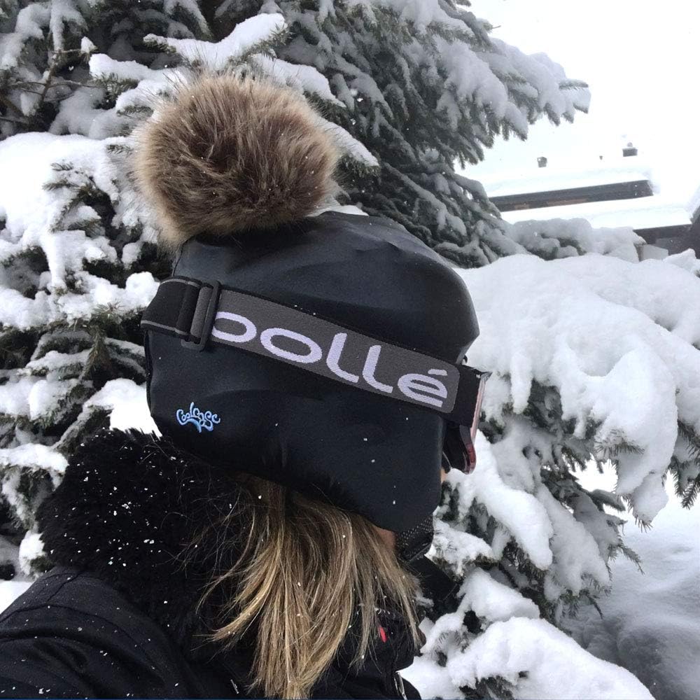 COOLCASC Exclusive Black/Brown Fur Pom Pom Multisport Helmet Cover