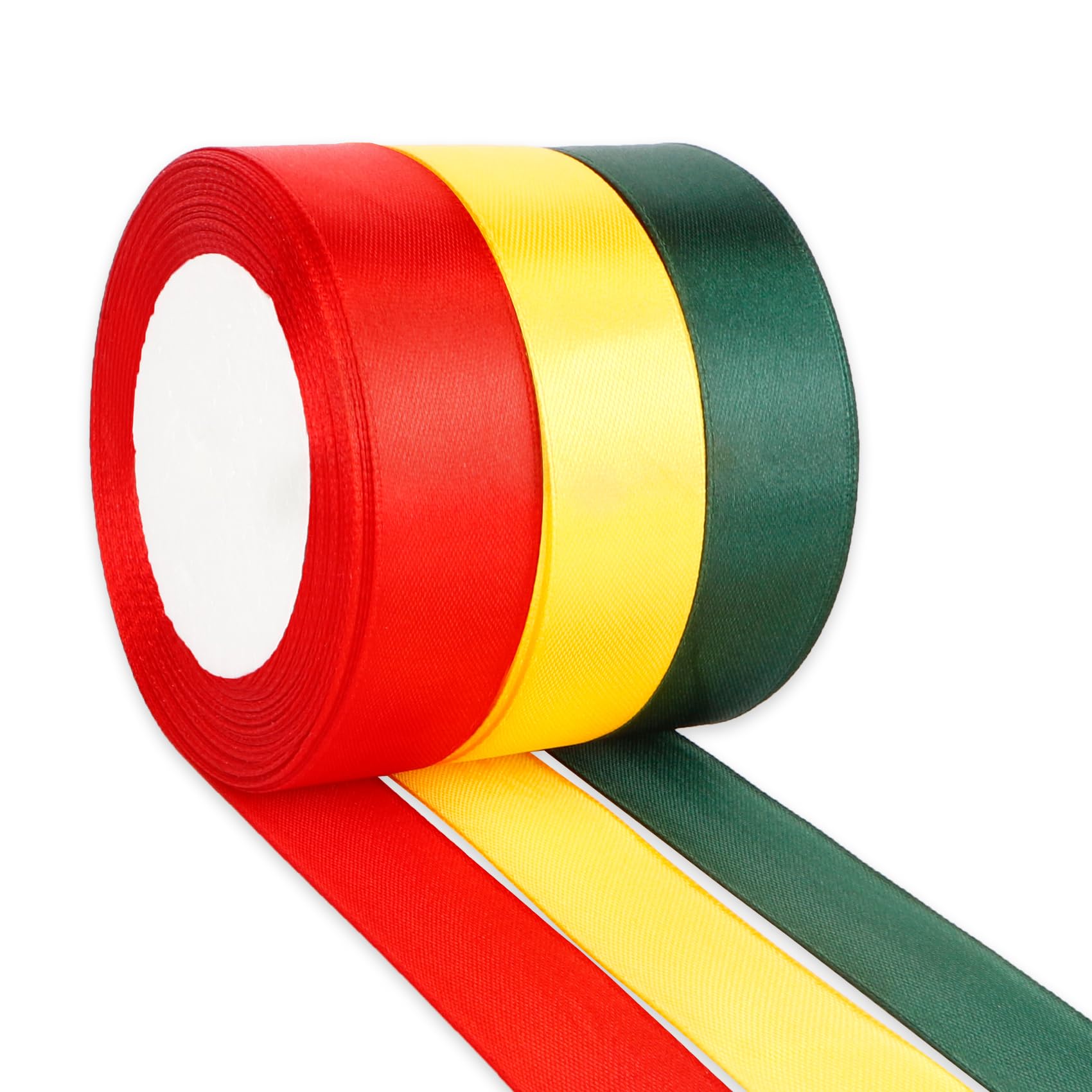 Geschenkband Weihnachten 3 Farben Satinband 25mm×23m Schleifenband Seidenband Stoffband Für DIY Handwerk Ribbon Dekoband Zum Basteln Geschenkverpackung Geburtstag Blumenstrauß Party Deko