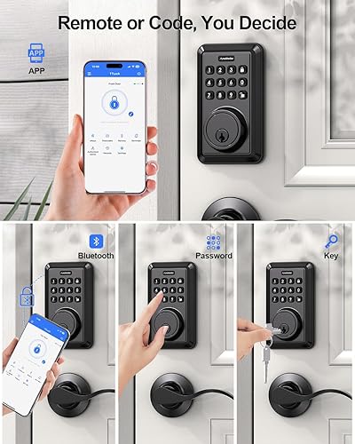 Miniatura 2 de Cerradura de puerta inteligente, cerradura de puerta de entrada sin llave WiFi integrada con control remoto de aplicación, no requiere concentrador,